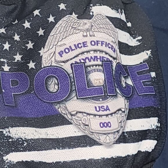 Purple White and Black Police Blue Line Support Reusable Washable Face Mask - Picture 4 of 16